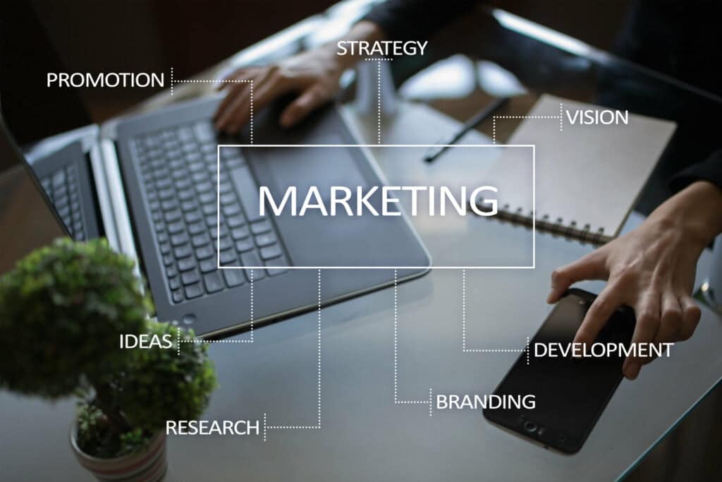 Marketing Business on Virtual Screen | Website Development, Digital Marketing, SEO in USA